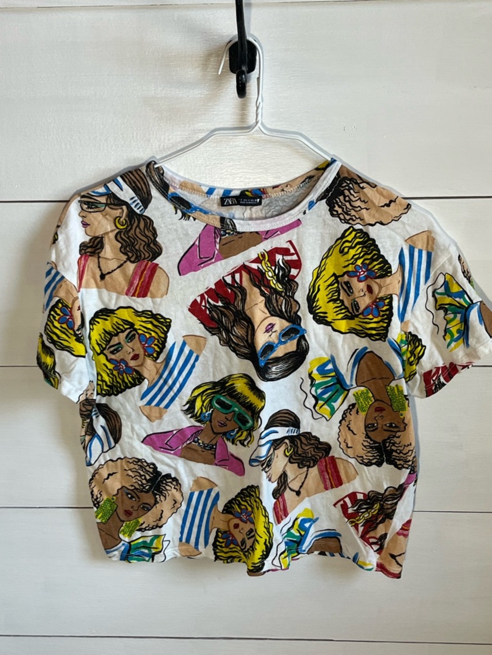 Zara Ladies Illustrated Crop Tee